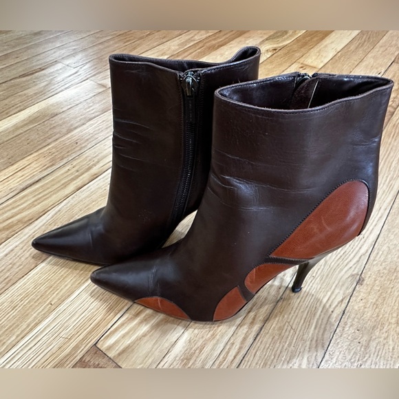 Bottega Veneta moodec Flame ankle booties brown orange heeled boot SZ 38/8 - Picture 2 of 9